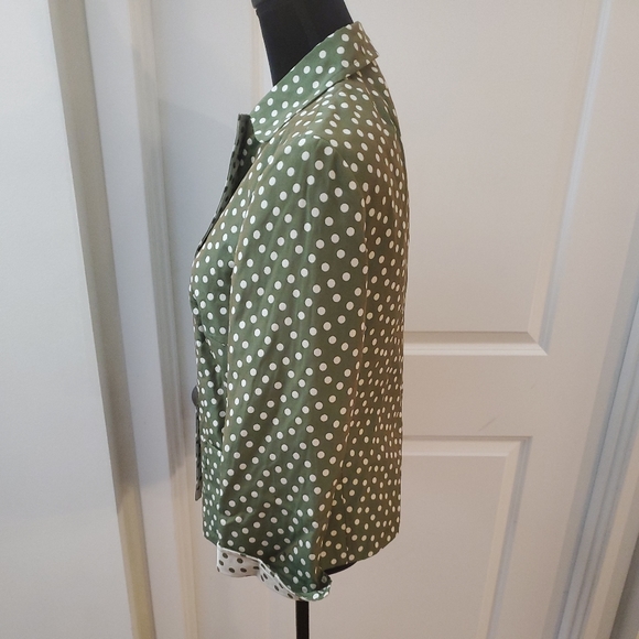 Akris Punto Green Polka Dot Cotton Snap Blazer Size US 10 - Picture 3 of 10